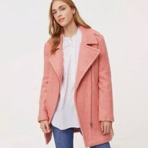 LOFT Petite Wool Coat Pink Size Medium